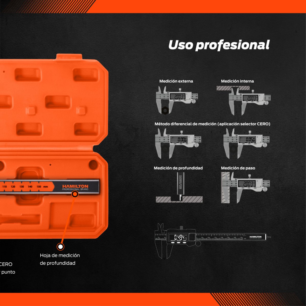 Calibre A/Inox.digital Metalico 150mm - Imagen 3